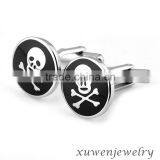 Latest Design Black Resin Enamel Mens Stainless Steel Skull Cufflinks