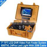 7" TFT LCD DVR Video Fish Finder System With HD CCD 650TVL Underwater Camera Cable 20M(66ft) Version Support 16GB SD Card