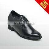 black Genuine leather height increasing elevator shoes for men