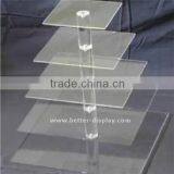 Five Tier Crystal Clear Acrylic Glass Square Wedding Cake Stand Cupcake Tree for Wedding Cupcakes Dessert Tower