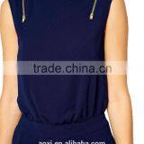 Sleeveless Round Neckline Zipper on Shoulder Fashional Women Long Jumpsuit thumbnail-3