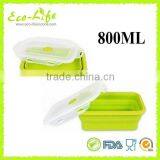 800ML Microwave Safe Foldable Silicone Lunch Boxes Fresh Food Container