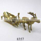 Decorative Brass Reindeer With Sleigh, Home Decoration