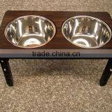 Factory Wholesale Stainless Steel Dog Bowl Dog Feeder Wood Dog Bowl Stand thumbnail-6