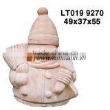 Terracotta White Wash Garden Ornament Little Snowman thumbnail-1