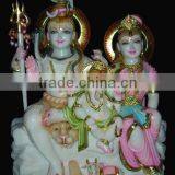 Lord Marble Shiv Parvati Statue White Marble Gauri Shankar