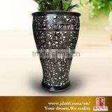 Modern Style Excellent Quality Glazed White Point Black Ceramic Flower Pots for Hall Decor thumbnail-2