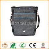 Unisex Messenger Bag and Backpack. Wool-Polyester Mix With Green Details and Lining. Multiple Pockets thumbnail-2