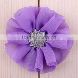 Fabric Chiffon Flower With Rhinestone in Center for Kids Hair Accessories thumbnail-4