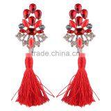 Bohemian Jewelry Rhinestone Gems With Alloy Plated Tassel Dangle Earrings thumbnail-4