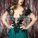 High Quality Chiffon Flower High Neck Popular Arab Style Dress thumbnail-3