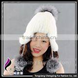 CX-C-42D Classic Real Mink Fur Customs Hats With Pom Poms thumbnail-3