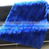 CX-D-11F Blue Patchwork Winter Genuine Rabbit Fur Fashion Rugs Throw thumbnail-1