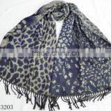Fashion Large Latest Jacquard Wool Leopard 100%viscose Winter Shawl thumbnail-3