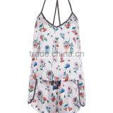 Custom Design Women Floral Print Satin Pyjama Set Sexy Pajamas Set Cross Back Slip Singlet With Shorts Match thumbnail-4