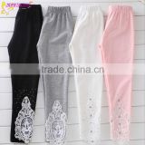 Hot Sale Soft Cotton Summer Embroidered Pretty Lace And Beads Girl Pants