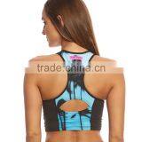 2017 Ladies Custom Design Sublimation Printed Private Label Crop Top Cutout Yoga Sports Bra Wholesale thumbnail-3