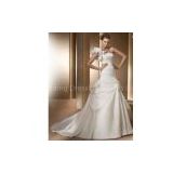 Custom Trumpet Pleat Shoulder Ruffle Floor - Length Wedding Dress / Bridal Gown