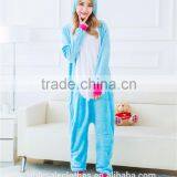 Hot selling Full body Winter animal pajamas blue unicorn costume