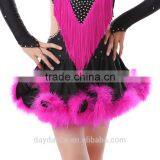 Kid Girl Sexy Open Back Feather Fringed Latin Dance Dresses Child Elegant Salsa Rumba Ballroom Dress thumbnail-3