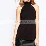 Black Color Lady Fashion Halterneck Top for Summer in Sleeveless Design thumbnail-1