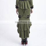 Q-276 Punk Rave Black Military Uniform High-low Fishtail Skirt thumbnail-4