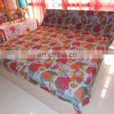 Indian Patchwork Kantha Quilt Reversible Cotton Blanket Hippie Bedspread thumbnail-3