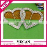 Double Row Rhinestone Heart Buckle for Wedding Invitation Ribbon thumbnail-1
