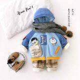 Boy Coat Baby Coat Thick Winter Plus Velvet Korean Childrens Zipper Shirt Foreign Style Doraemon Hat Cotton Clothes thumbnail-4