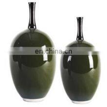 High Temperature Deep Green Mirror Reflections Glossy Glazed Porcelain Vase thumbnail-2
