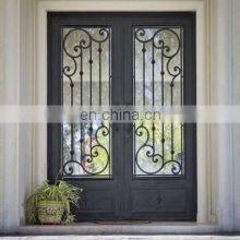 Flat Top Custom Exterior Gate Double Leaf Security Forged Iron Doors thumbnail-2