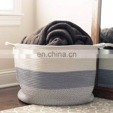 Cotton Rope Basket for Blankets Living Room