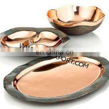 Copper Plated Curve Edge Dishes & Plater