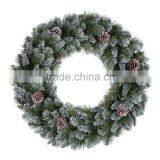 60cm Snowing White Christmas Wreath With Pinecone thumbnail-1