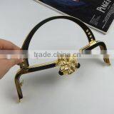 Beautiful Shiny Gold Metal Handle Bag Frame With Flower Locker