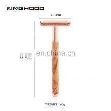 Manual Metal Head Men's Safety Shaving Razor In Wooden Handle thumbnail-4