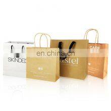 Eco-friendly Custom White Kraft Thanksgiving Gift Paper Packaging Shipping Bags for Shoes & Clothing With Ribbon Handle