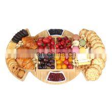 Wood Bamboo Cheese Board And Knife Set Charcuterie Cheese Plate For Wine Cheese Meat thumbnail-2