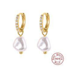 S925 Sterling Silver Baroque Pearl Earrings With Gold Plating thumbnail-2