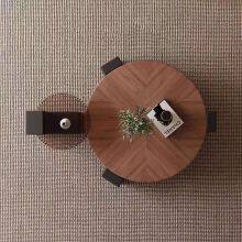 North American Walnut Wood Coffee Table With Glass thumbnail-4