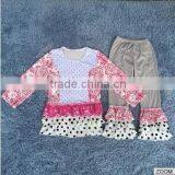Boutique persnickety remake girls fall winter baby clothing outfits ruffle dot pants 2pcs set girls outfits