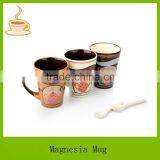 glazed white ceramic square mug with spoon for restaurant , T/T