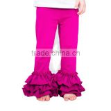 Newest kids fashion pants design fluffy girls ruffle pants solid color baby icing ruffle pants