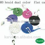 2014 New Arriver Micro Braid Dual Color Flat Cable for Cellphone