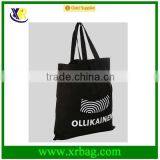 Custom Black Cotton Fabric Tote Shopping Bag thumbnail-3