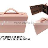 Square Fabric Travel Jewelry Box in Pink, NEW! thumbnail-1