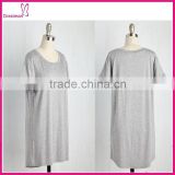 Short sleeve over size grey tunic woman clothes 2016