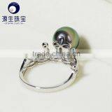 Ring With a Pearl of Crown Shape Cute Design Black Tahitian Pearl thumbnail-5