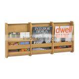 2015 New Design Bamboo Bookcase Magazine Display Rack 3 Pocket Bamboo Magazine Wall Rack thumbnail-1