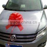 HOT SALE! 16" Glossy Red Plastic Ribbon POM POM Pull Bow, Wedding Bow, Car Bow, Big Bow, Holidays Decorations, Party Decoration thumbnail-1